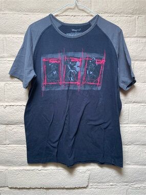 Disney Men’s Black and Gray Tee with Character Graphics